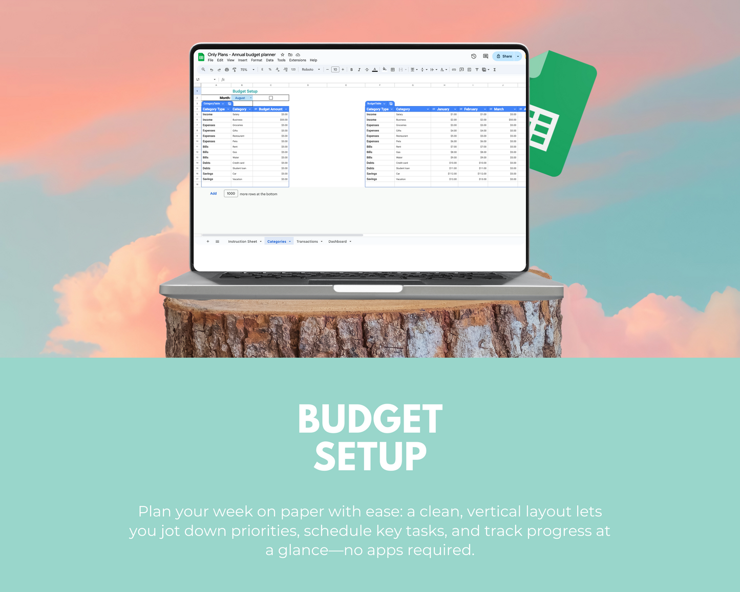 ADHD Action Planner Google Sheets + Budget Planner Google Sheets